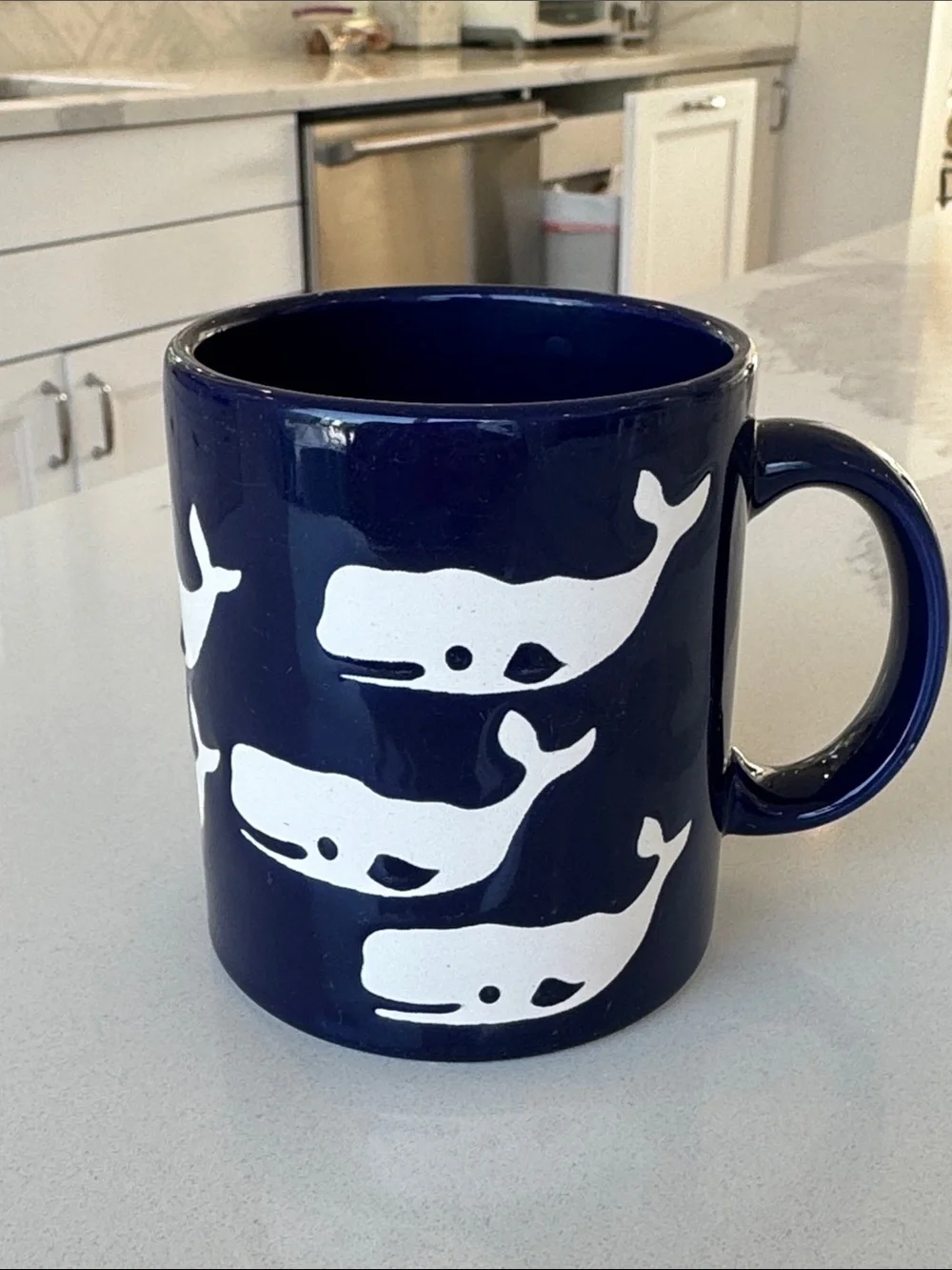 Vintage Waechtersbach W Germany Whales Mug Cobalt Blue White nautical